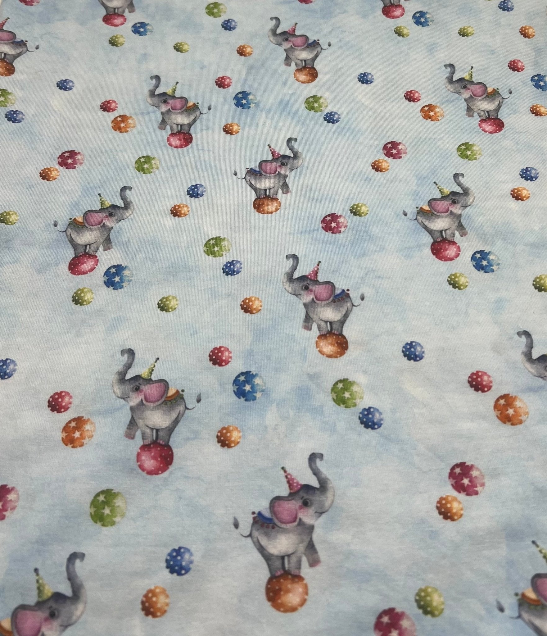 Circus Elephants Cotton Stretch Jersey 200 GSM 95/5 Lycra 4 Way Stretch - T9 Fabrics